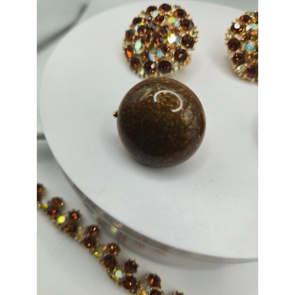 All Signed Trifari Topaz AB Necklace Demi Parure + Bonus Earrings Set - Picture 3 of 9